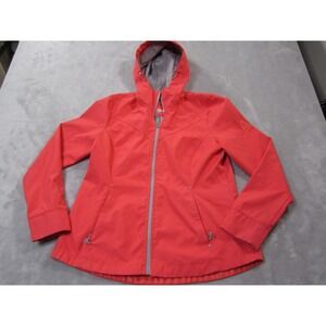Gerry Jacket Womens Medium Orange Hooded Softshell Lined Windbreaker RG9202